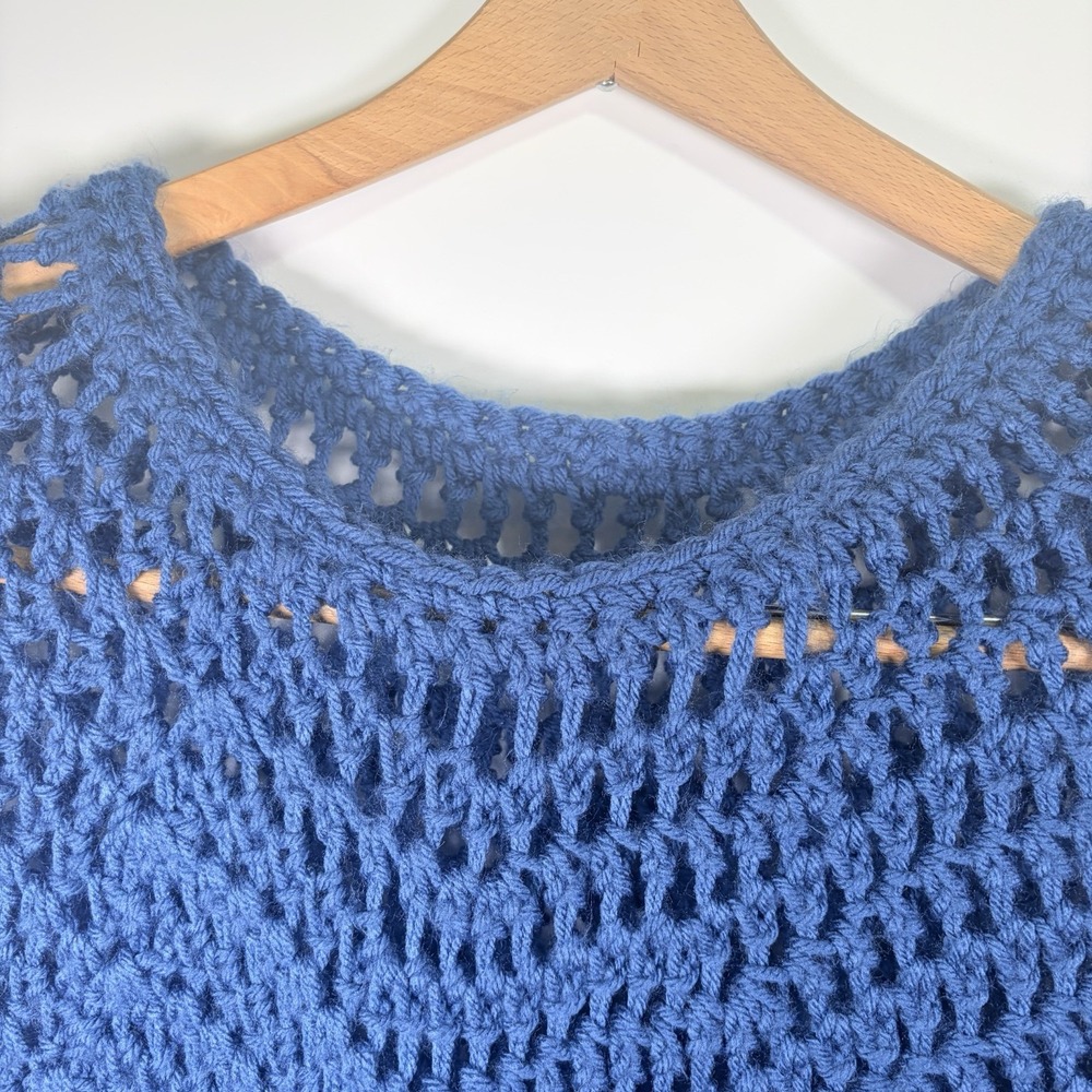 Hand Crocheted Beach Cover‎ Up Pullover Coastal Boho Sheer Resort Vacation M-XL - Picture 4 of 8